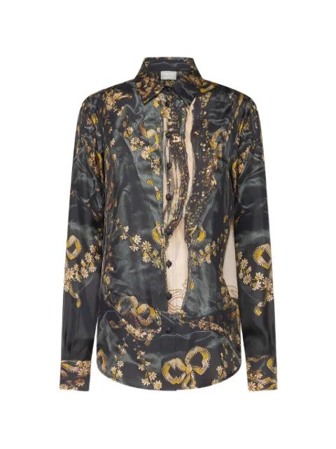 Pierre-Louis Mascia ALOE floral-print silk shirt Black ALOESCML11190SE519492101