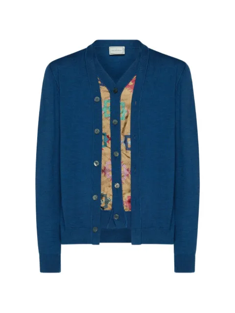 Pierre-Louis Mascia Tricot tapestry-inset wool cardigan Blue TRICOTCARPTM009WO150175101
