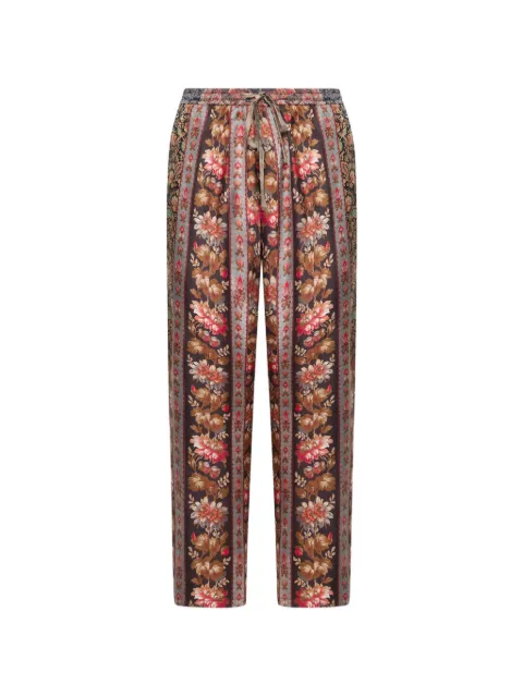 Pierre-Louis Mascia Aloe floral-print silk trousers Brown ALOESPT10959SE519429101