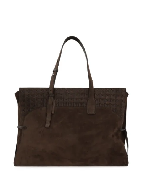 Serapian large Mosaico suede tote bag Brown SRSUMWLL738845A121