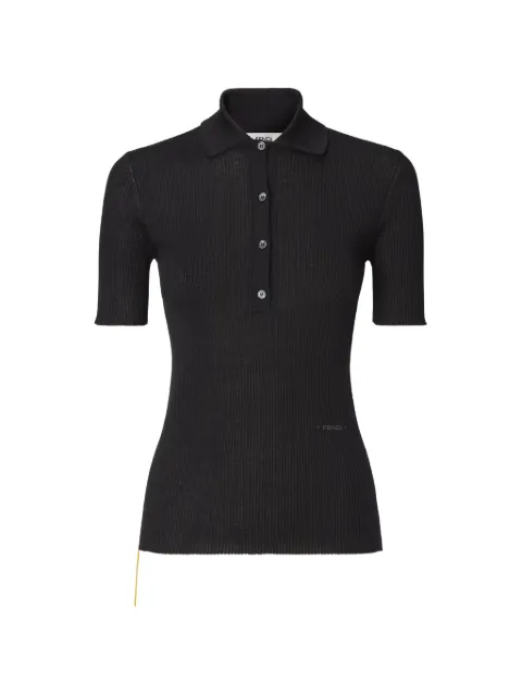FENDI ribbed-knit polo shirt Black FZXF36B1QQ