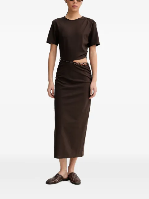 Sessùn Vertigo cut-out ruched midi dress Brown 26205006