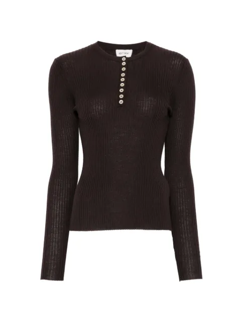 Soft Goat ribbed-knit Henley sweater Brown 2471112046