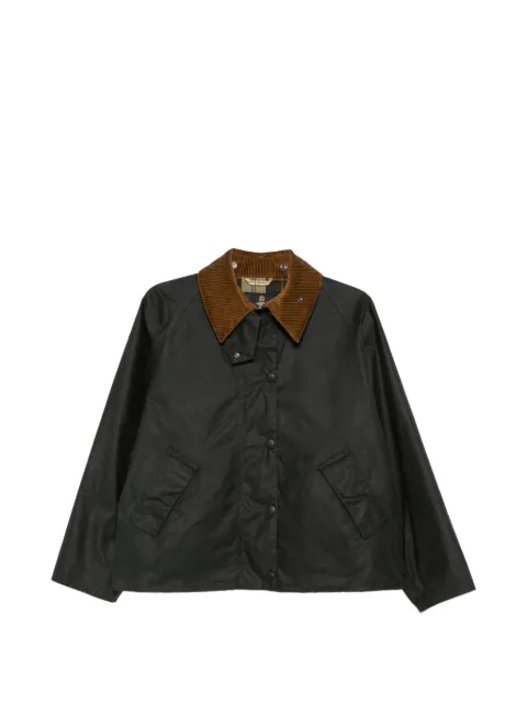 Barbour corduroy-collar waxed jacket Green LWX1410SG71