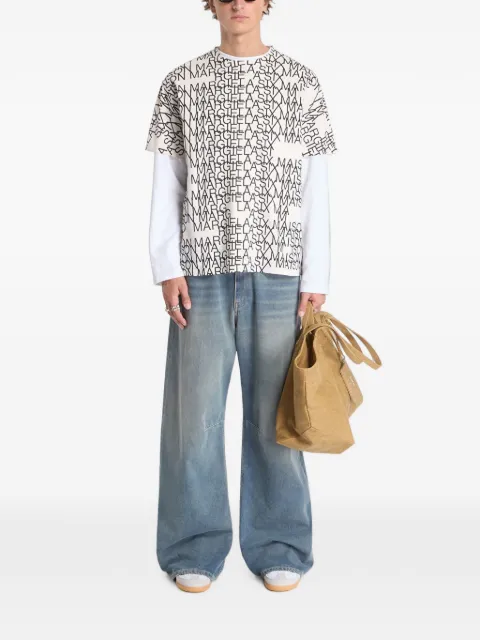 MM6 Maison Margiela logo-print layered-sleeve T-shirt Neutrals SH0GC0079M20048103