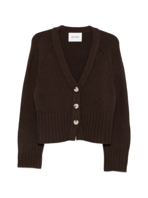 Soft Goat ribbed-knit V-neck cardigan Brown SF23086