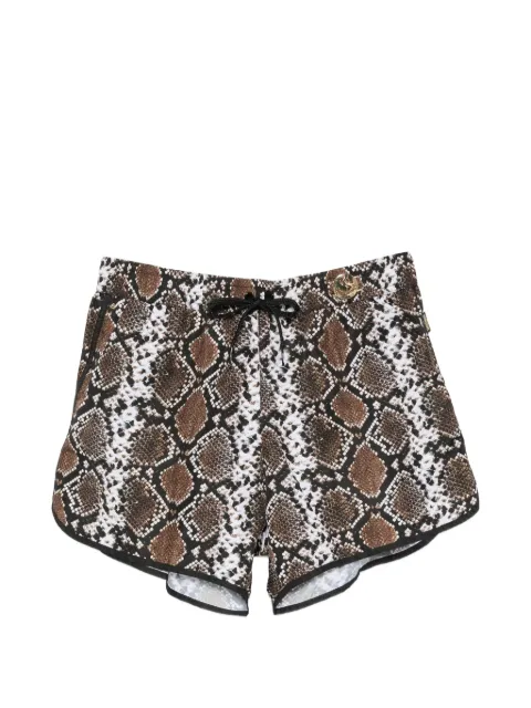 Moschino Smiley snakeskin-print swimming shorts Brown A42169413