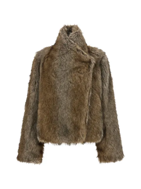 B&B COUTURE Brigitte First asymmetrical coat Brown BRIGITTEFIRSTJACKETWOLF