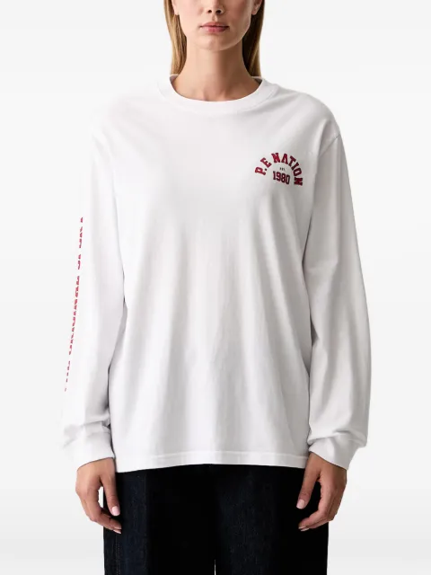 P.E Nation logo-print long-sleeve T-shirt White 262L139
