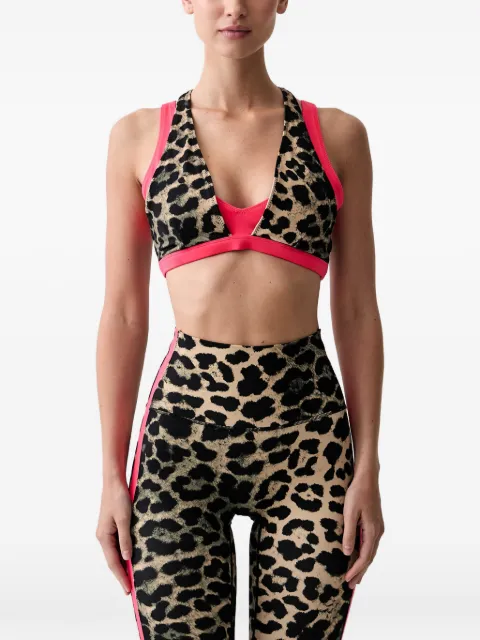 P.E Nation Unity leopard-print layered sports bra Neutrals 261C011