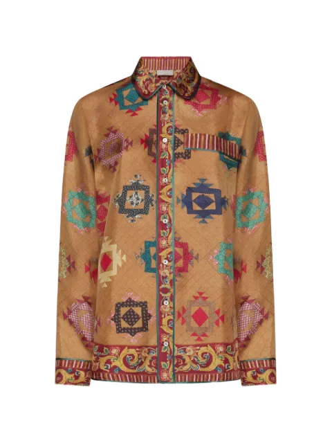 Pierre-Louis Mascia Aloe geometric-print silk shirt Neutrals ALOESCML10642SE