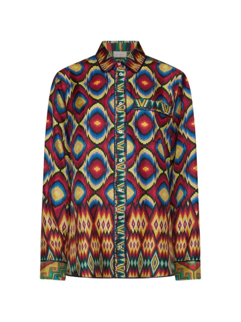 Pierre-Louis Mascia Aloe geometric-print silk shirt Red ALOESCML10642SE