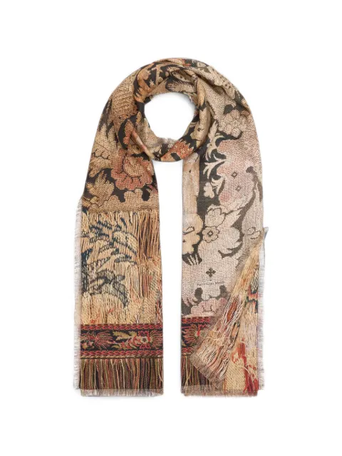 Pierre-Louis Mascia Fancy botanical-print frayed scarf Neutrals FANCY2S065X190SSE519055101