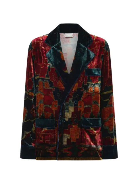 Pierre-Louis Mascia Kanpur geometric-print buttoned blazer Red KANPURSGC11351VI519501101