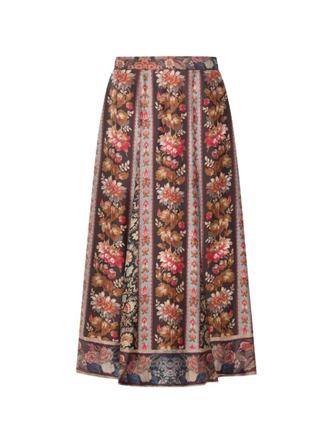Pierre-Louis Mascia Aloe floral-print midi skirt Brown ALOESGO12353SE519476101