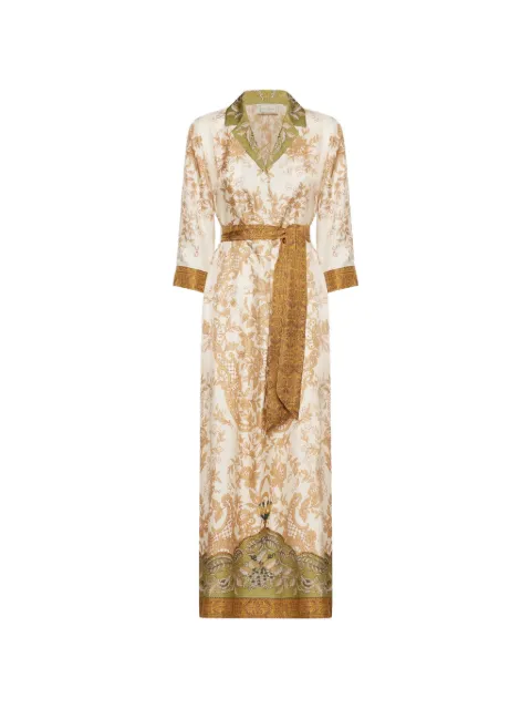 Pierre-Louis Mascia Aloe floral-print silk maxi shirt dress Neutrals ALOESAB11899SE519649101