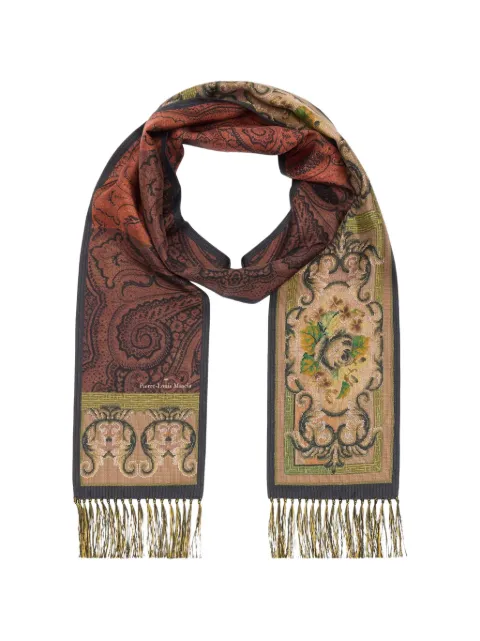 Pierre-Louis Mascia Aloewuf paisley floral-print fringed scarf Brown ALOEUWSW015X180TFASE518899101