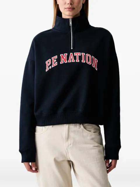 P.E Nation logo-embroidered quarter-zip sweatshirt Blue 262F148
