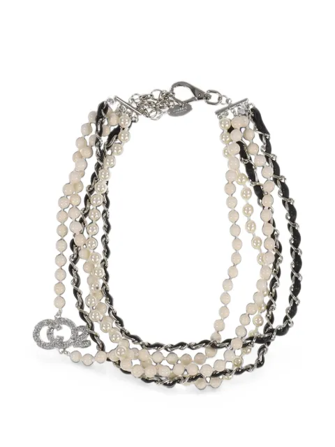 Doublet CO2 Stand crystal-embellished layered necklace Silver 26AW79AC61