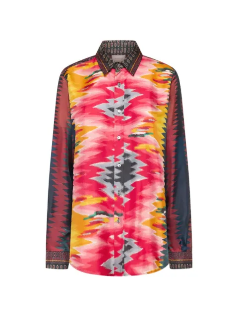 Pierre-Louis Mascia Aloe geometric-print silk shirt Red ALOESCML12451SE