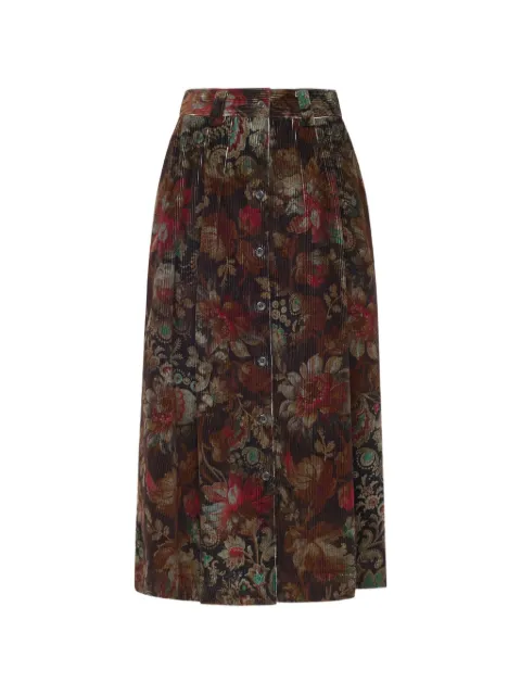 Pierre-Louis Mascia floral-print corduroy skirt Brown GRIDOXGO12940CO150128101