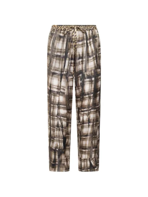 Pierre-Louis Mascia Aloe abstract-check silk trousers Neutrals ALOESPT10959SE519431101