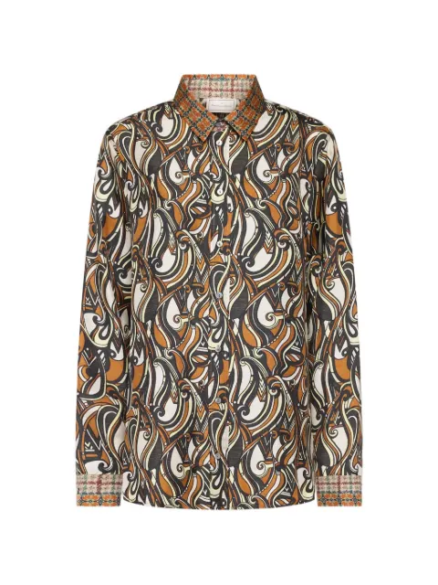 Pierre-Louis Mascia Aloe abstract-print shirt Brown ALOESCML12451SE519623101