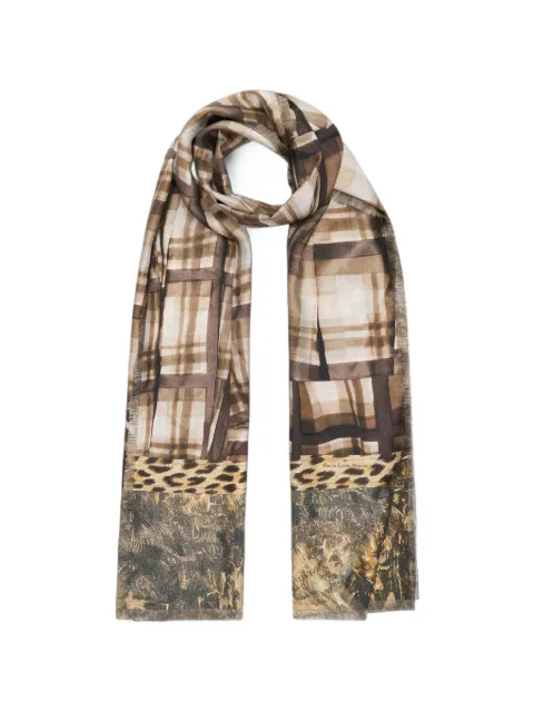 Pierre-Louis Mascia Fancy plaid abstract-motif scarf Brown FANCY2S065X190SSE