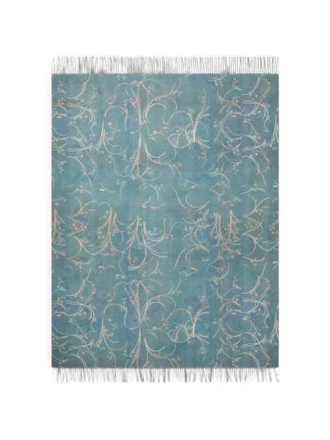 Pierre-Louis Mascia Sidney floral-detail fringed scarf Blue SIDNEY2S140X190XEWS519063101