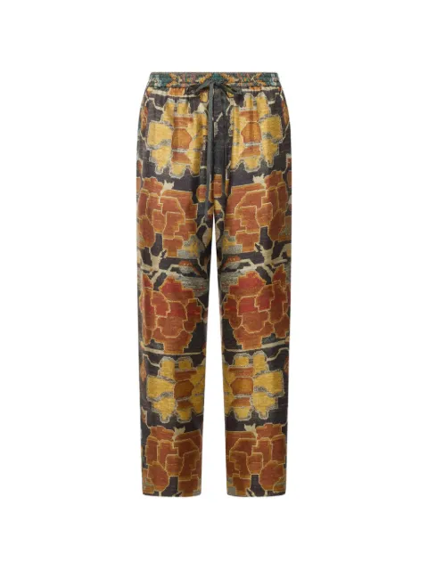 Pierre-Louis Mascia Aloe tapestry-print silk trousers Black ALOESPT10959SE519422101