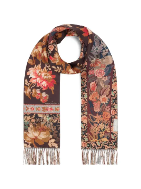 Pierre-Louis Mascia Aloeuw floral-print fringed scarf Brown ALOEUWSW015X180TFASE519064101