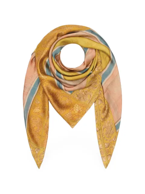 Pierre-Louis Mascia Molare vine-motif silk scarf Yellow MOLARESW135X135MSE518949101