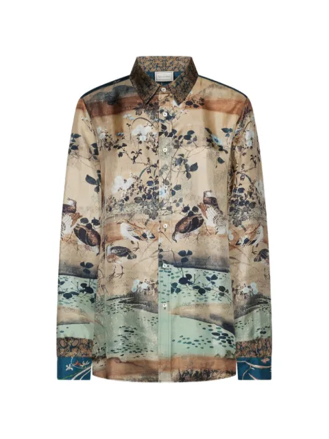 Pierre-Louis Mascia Aloe tapestry-print silk shirt Neutrals ALOESCML12451SE519350101