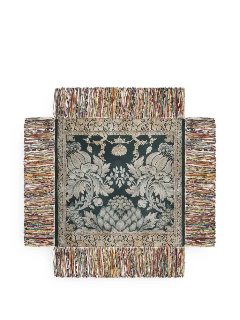 Pierre-Louis Mascia Aloeuw floral-print fringed scarf Green ALOEUWSW135X135MSTSE519065101