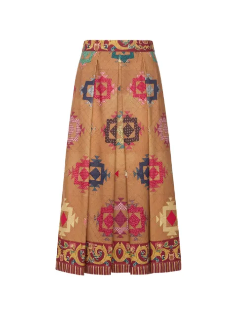Pierre-Louis Mascia Beatex geometric-motif pleated midi skirt Neutrals BEATEXSGO12360WO519469101