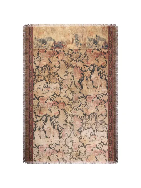 Pierre-Louis Mascia Aloeuw fringe-trim silk scarf Neutrals ALOEUWSW135X195S4SE518731101