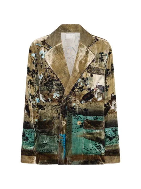 Pierre-Louis Mascia Kanpur landscape-print blazer Brown KANPURSGC11351VI519502101