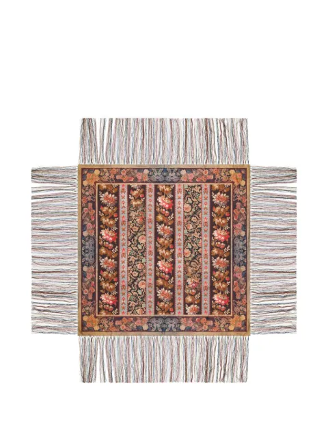 Pierre-Louis Mascia Aloeuw floral-print fringed scarf Brown ALOEUWSW135X135INSE519066101