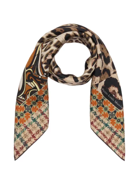 Pierre-Louis Mascia Aloeuw leopard-print geometric-border scarf Neutrals ALOEUWSW067X067MSE518886101