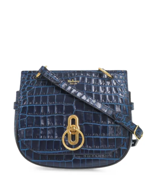 Mulberry Pre-Owned 2015-2026 Small Croc Embossed Calfskin Amberley crossbody bag Blue K2Q7L44YZNG2E5TA