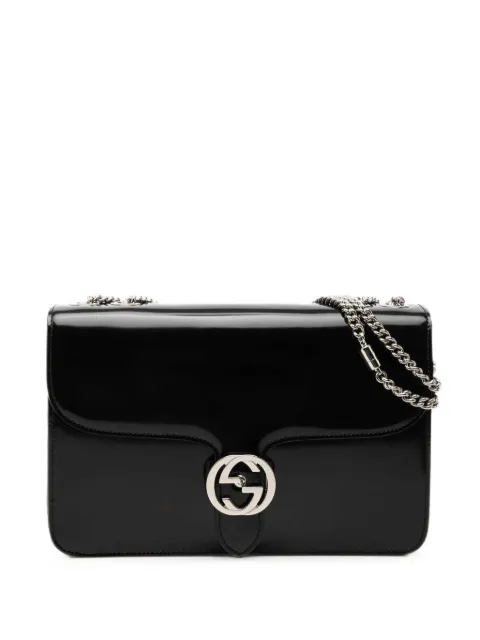 Gucci Pre-Owned 2000-2015 Medium Patent Interlocking G crossbody bag Black EIJO7ERGD1X75US8