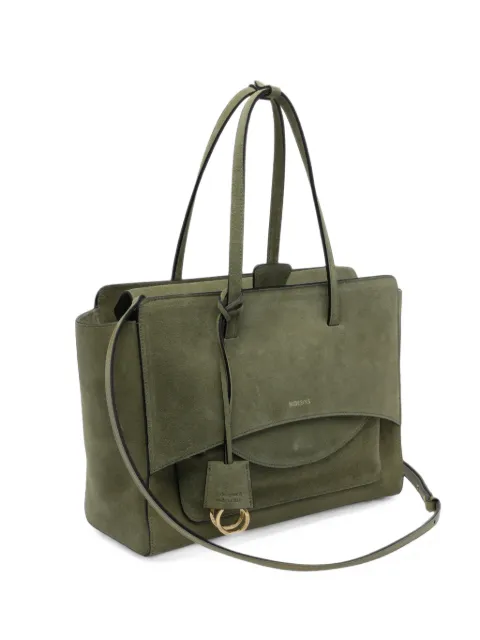 HIDESINS L Flap suede logo-print tote bag Green FL11SD