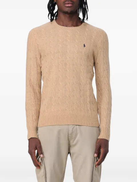 Polo Ralph Lauren cable-knit logo-embroidered sweater Neutrals 710876762