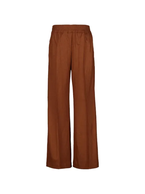 120% Lino elasticated-waistband palazzo pants Brown 33ELIW29SOG514700