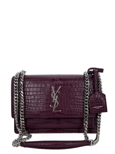 Saint Laurent Pre-Owned Sunset crocodile-embossed shoulder bag Purple RFCPUGBBA785660W