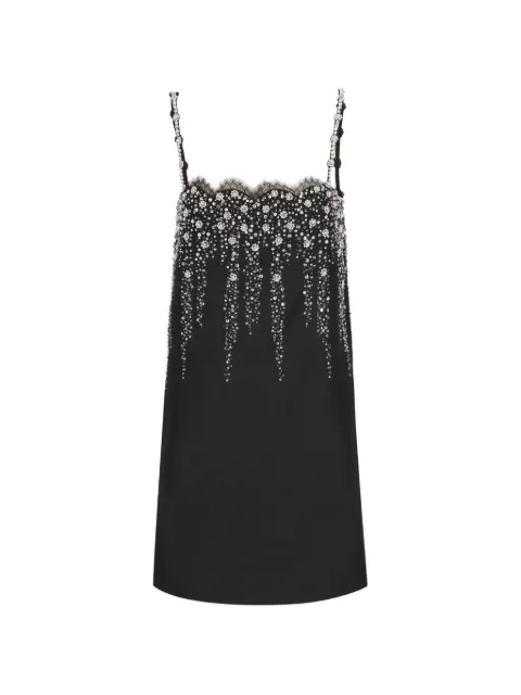 Valentino Garavani crystal-embellished lace-trim dress Black 9B3VAH881CFNUD