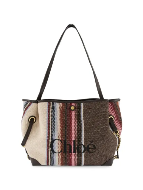 Chloé Clover logo-embroidered striped tote bag Neutrals CH26WS655T432