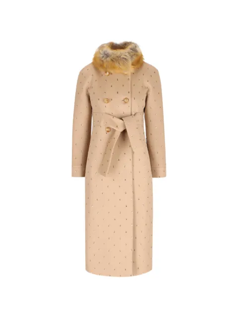 Valentino Garavani sequin-embellished faux-fur collar coat Neutrals 9B3CA7KA6JA4M6