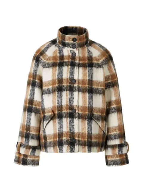 SIMKHAI Virelle Plaid check-print high-neck jacket Neutrals 5266013PO