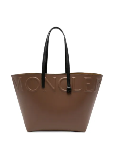 Moncler embossed-logo leather tote bag Brown L209B5D00012M9608